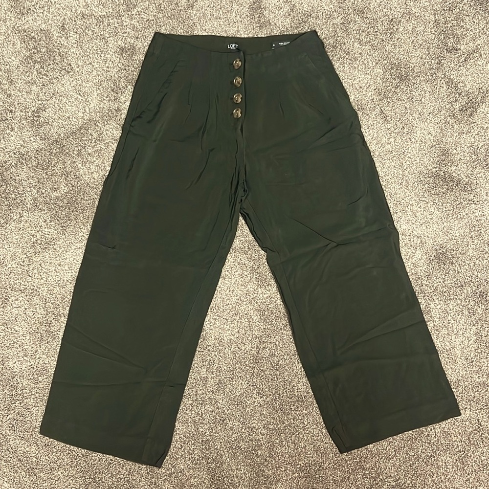 Loft High Waisted Cropped Olive Pants